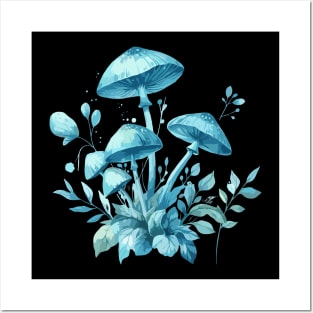 Blue Mushrooms Posters and Art